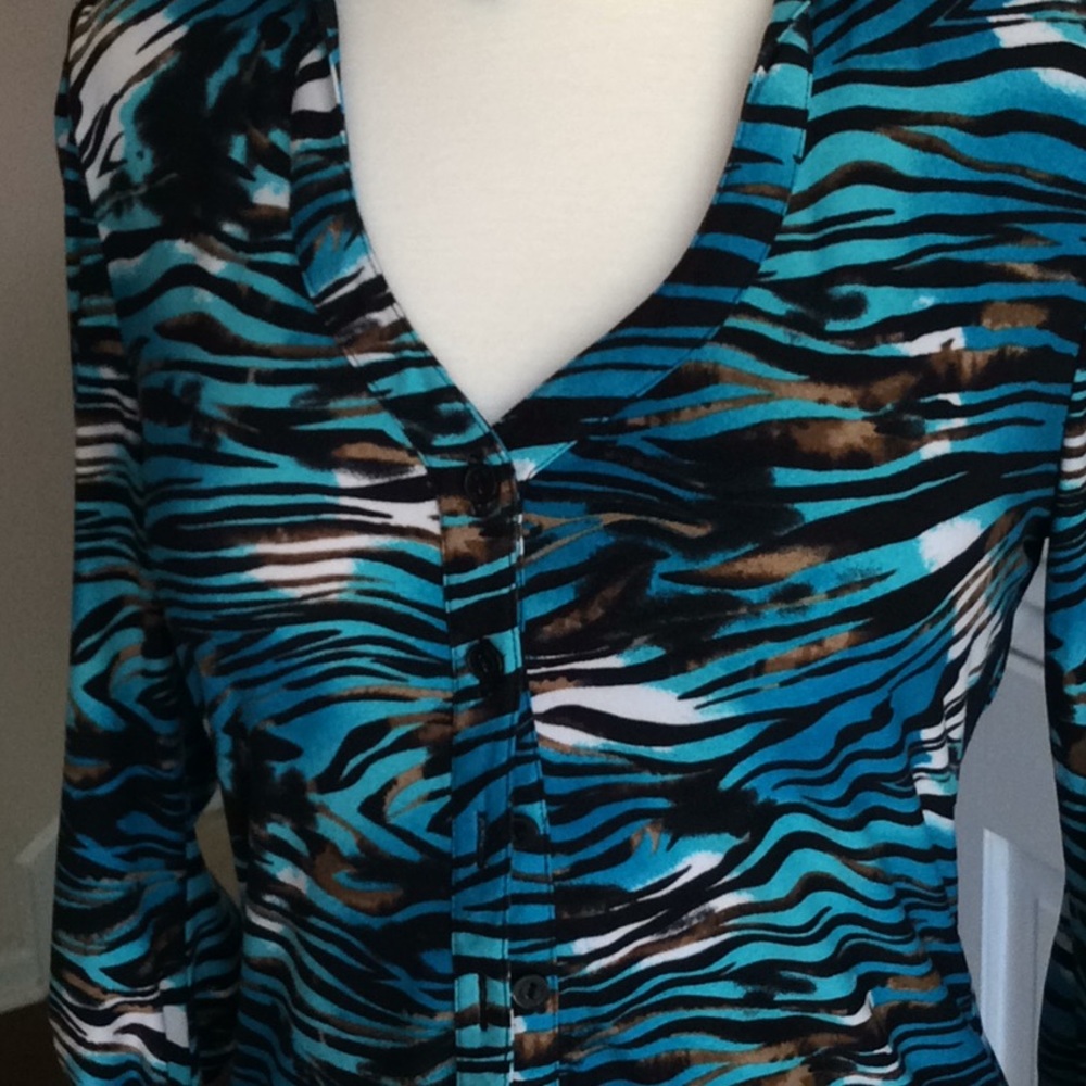 Creative Design Works V-Neck Zebra Pattern Top - image 3